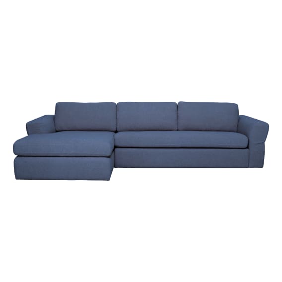 Bowie 3 Seater Sofa + Chaise LHF in Como Blue