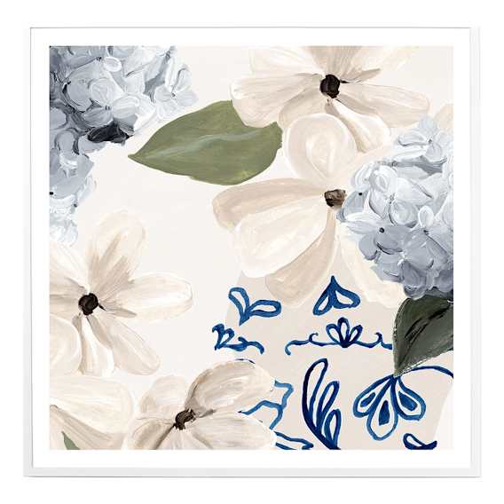 Botanic Blue Design 1 Framed Print in 84 x 84cm