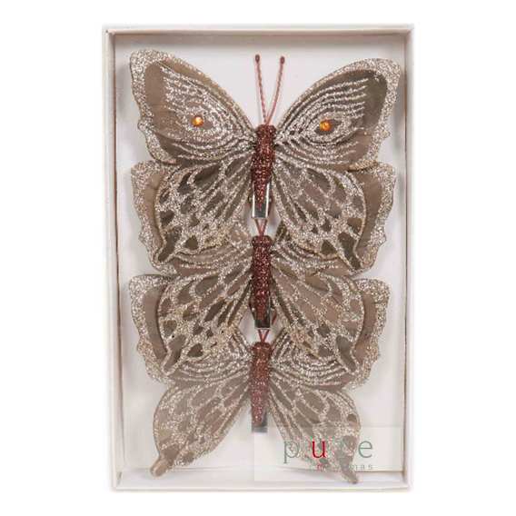 Butterfly Set of 3 12x1cm in Copper