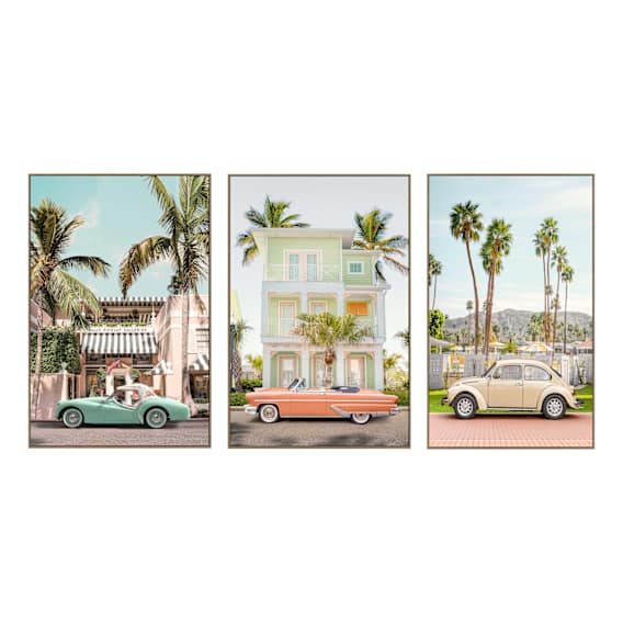 Classic Car Box Framed Canvas Set of 3 in 80 x 120cm