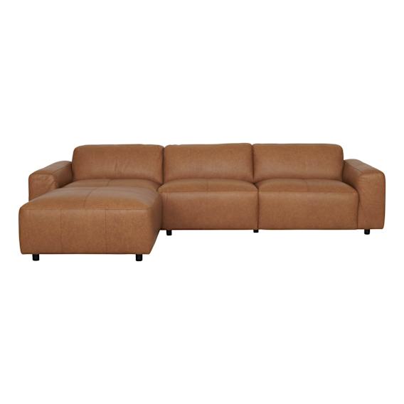 Harry 4.5 Seater Sofa + Ottoman in Urbane Leather Light Brown
