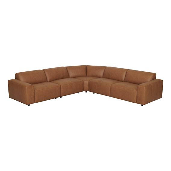 Harry 7 Seater Modular Sofa in Urbane Leather Light Brown