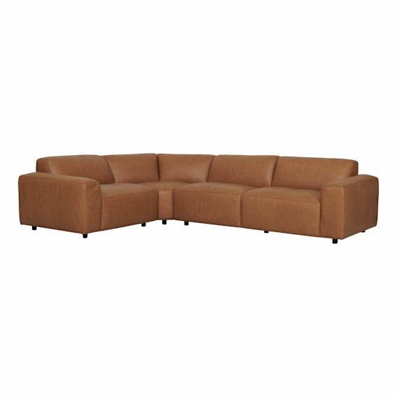 Harry 5 Seater Modular Sofa in Urbane Leather Light Brown