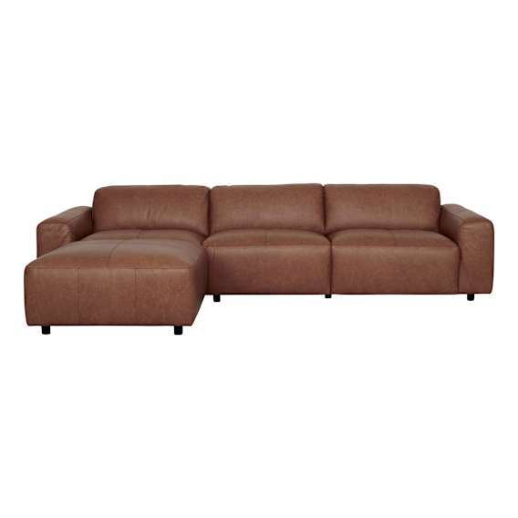 Harry 4.5 Seater Sofa + Ottoman in Urbane Leather Dark Brown