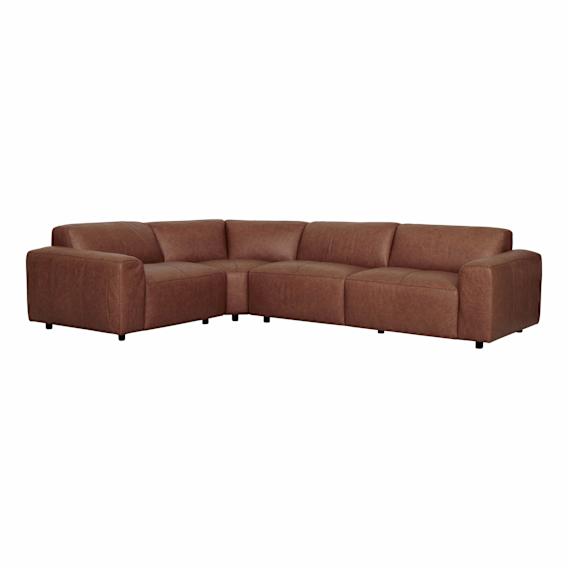 Harry 5 Seater Modular Sofa in Urbane Leather Dark Brown