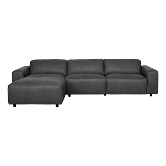 Harry 4.5 Seater Sofa + Ottoman in Urbane Leather Black