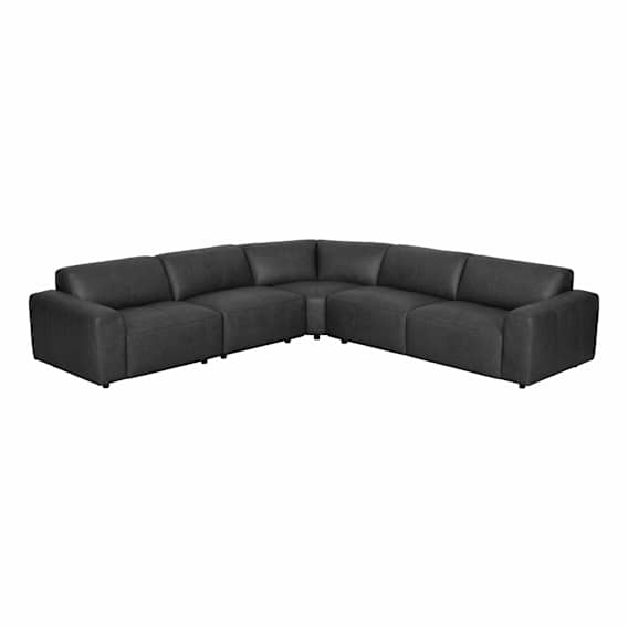 Harry 7 Seater Modular Sofa in Urbane Leather Black