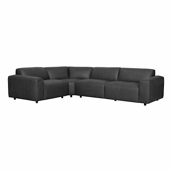 Harry 5 Seater Modular Sofa in Urbane Leather Black