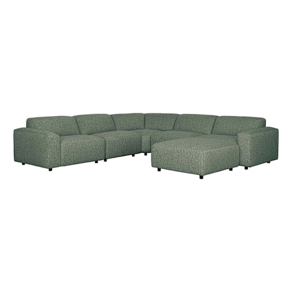 Harry 7 Seater Modular Sofa + Ottoman in Cobble Green