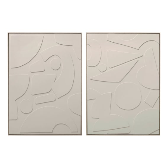 Ivory Shapes Box Framed Canvas Set of 2 in 103 x 143cm