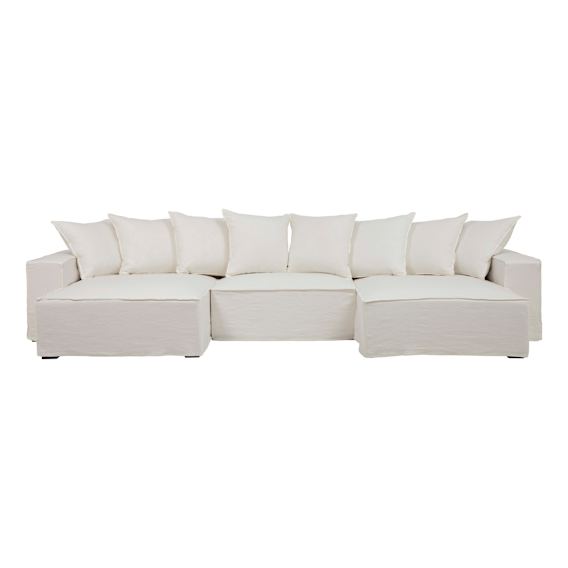 Loft Double Chaise Modular Sofa in Faye White