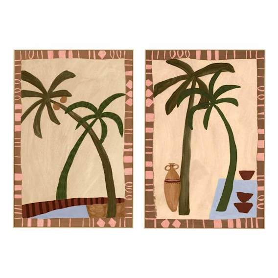 Modern Oasis Box Framed Canvas Set of 2 in 102 x 152cm