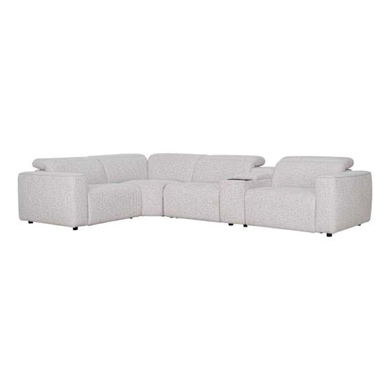 Nevada 4 Seater Modular Recliner  Sofa + Console in Domino Marshmallow