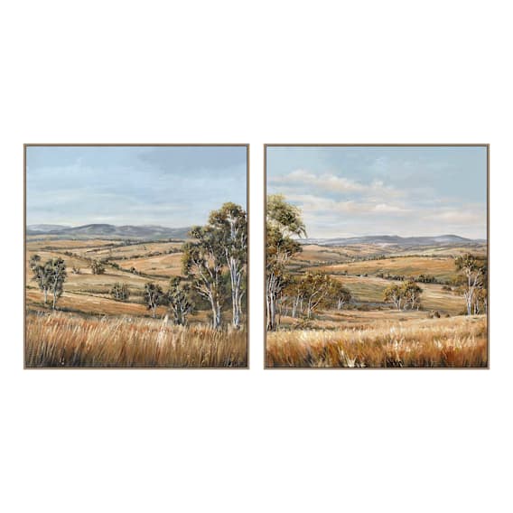Open Fields Box Framed Canvas Set of 2 in 80 x 80cm