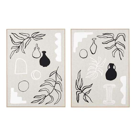 Pottery Collection Box Framed Canvas Set of 2 in 75 x 100cm