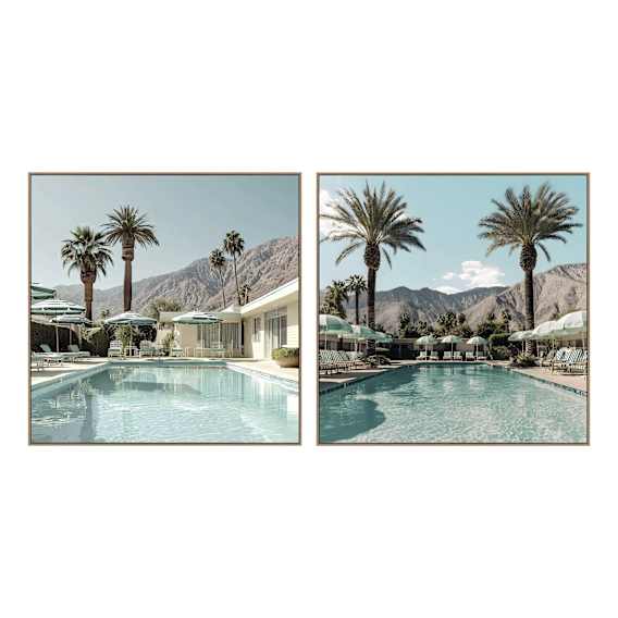 Poolside Box Framed Canvas Set of 2 in 90 x 90cm