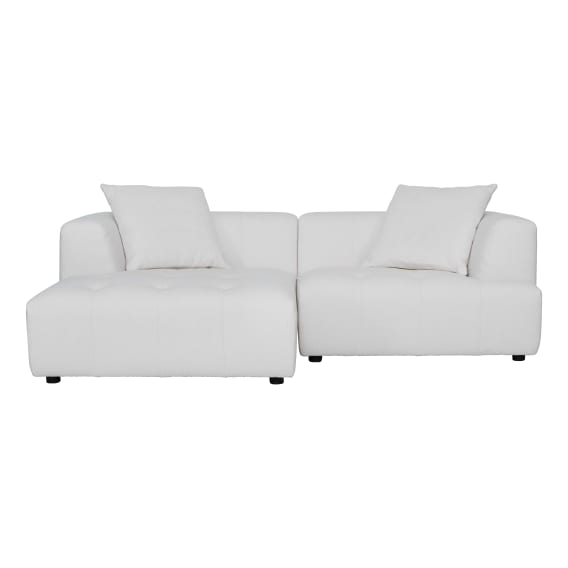 Rubin 1.5 Seater + Chaise Sofa LHF in Het White