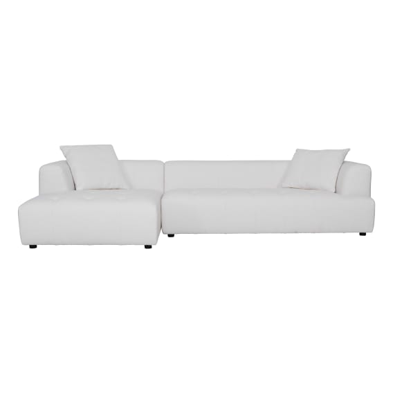 Rubin 3 Seater Sofa + Chaise LHF in Het White
