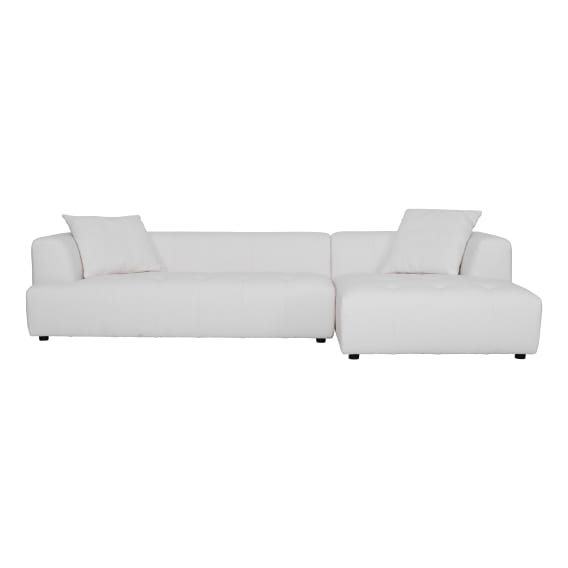 Rubin 3 Seater Sofa + Chaise RHF in Het White 
