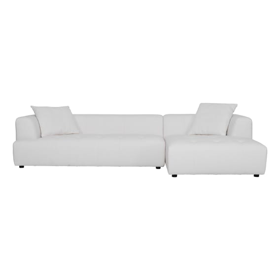 Rubin 3 Seater Sofa + Chaise RHF in Het White