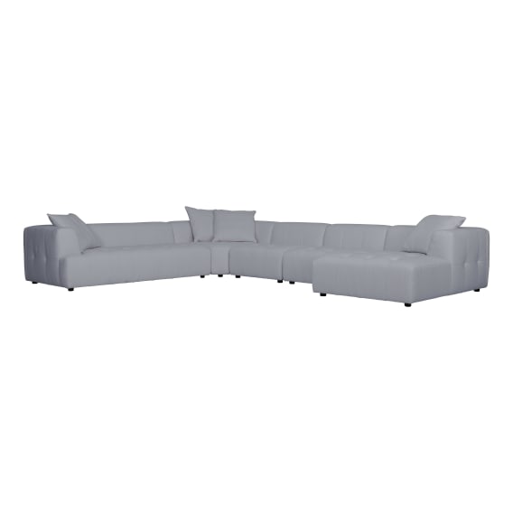 Rubin 6 Seater Modular Sofa + Chaise RHF in Het Cement