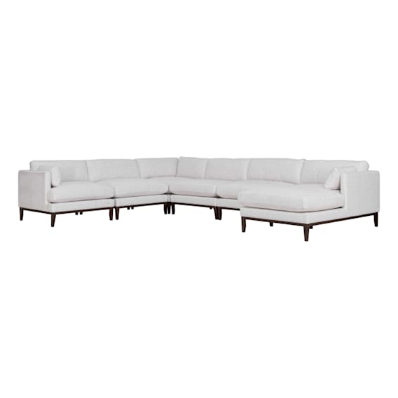 Seville 5 Seater Modular Sofa +RHF Chaise in Apollo Optical / Smoked Oak