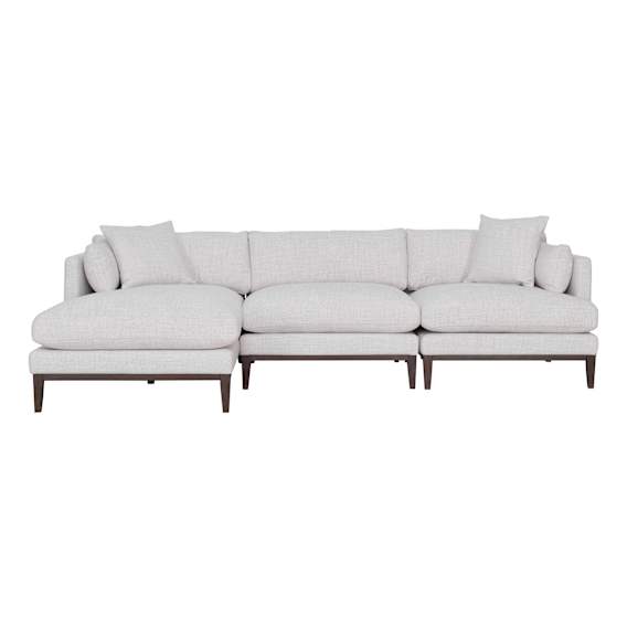 Seville 2 Seater Sofa + LHF Chaise in Apollo Optical / Smoked Oak