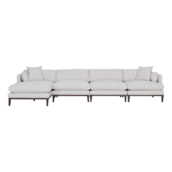 Seville 3 Seater Sofa + LHF Chaise in Apollo Optical / Smoked Oak