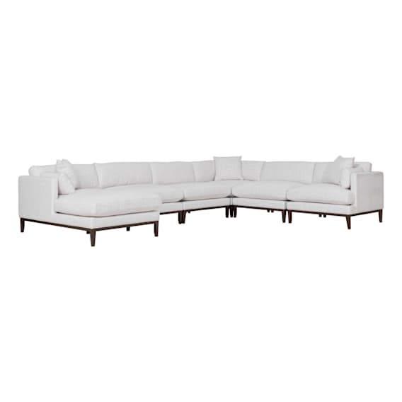 Seville 5 Seater Modular Sofa +LHF Chaise in Apollo Optical / Smoked Oak