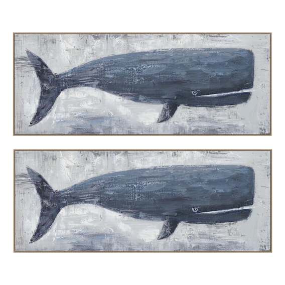 Whale Waters Box Framed Canvas Set of 2 in 150 x 60cm