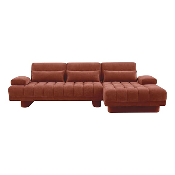 Carrie Sofa Bed + RHF Chaise in Fam Terracotta