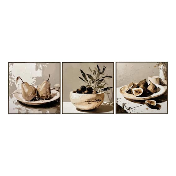 Cava Block Canvas Set of 3 in 42 x 42cm Mocha