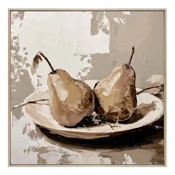Cava Pear Shaped Box Framed Canvas in 142 x 142cm Natural