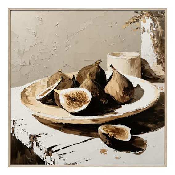 Cava Fig & Form Box Framed Canvas in 164 x 164cm Natural