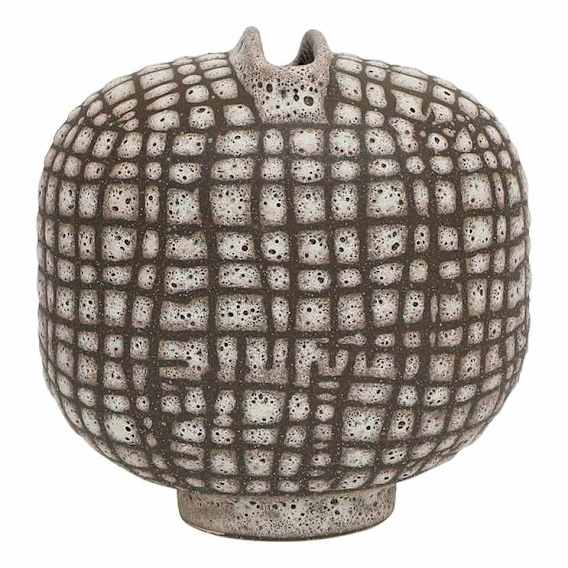 Checkers Vase Small 24x23cm in Chocolate / Cream