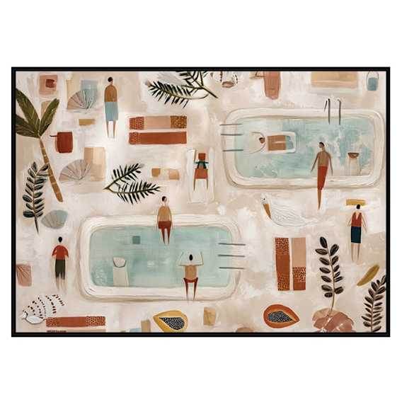 Coral Fondness Box Framed Canvas in 84 x 61cm Black