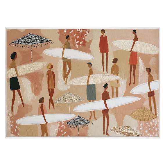 Coral Salt Society Box Framed Canvas in 84 x 61cm White