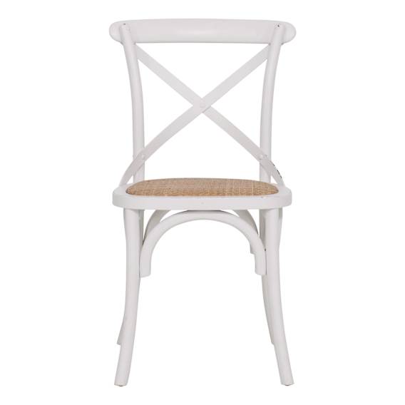 Cristo Cross Back Chair in Weathered White / Rattan