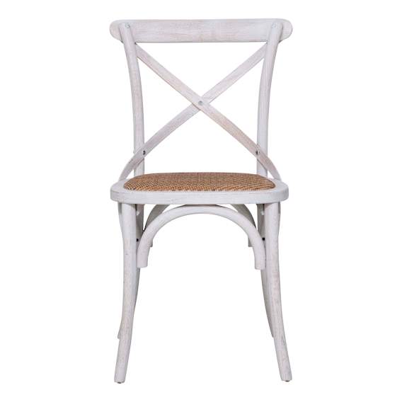 Cristo Cross Back Chair in Whitewash / Rattan