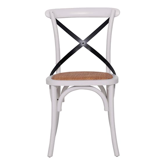 Cristo Cross Back Chair in Weathered White / Black Metal Strap