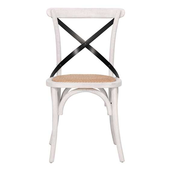 Cristo Cross Back Chair in Whitewash / Black Strap