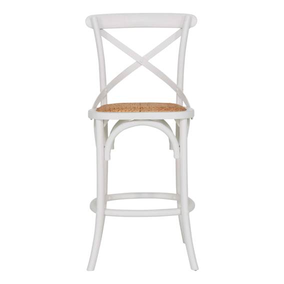 Cristo Stool in Weathered White / Rattan