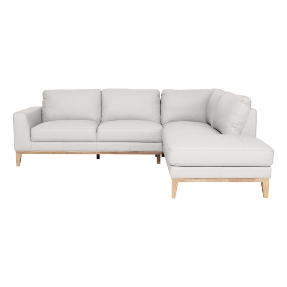 Dante 2.5 Seater Sofa + Chaise RHF in Leather Pure White