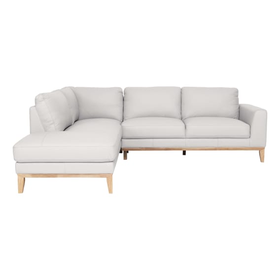 Dante 2.5 Seater Sofa + Chaise LHF in Leather Pure White