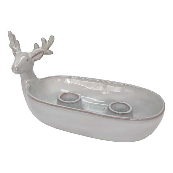 Deer Candledish 21x10.5cm in Fawn