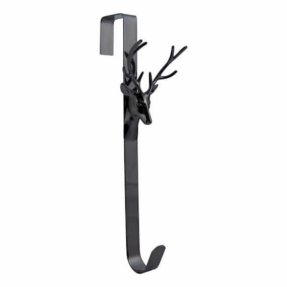 Deer Antler Wreath Hanger 10x38cm in Platinum Black