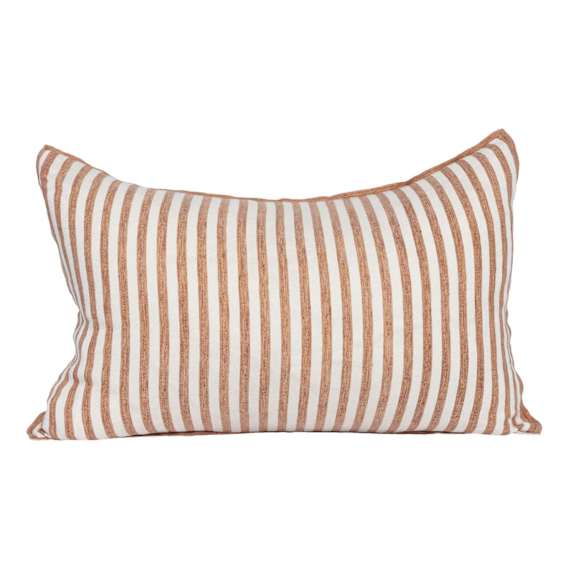 Drift Feather Fill Cushion 60x40cm in White / Nutmeg