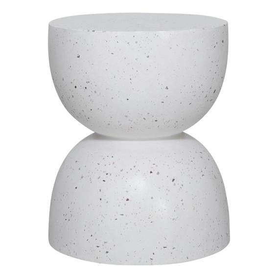 Ellie Side Table 38x45cm in Cement / Fibreglass White Terrazzo