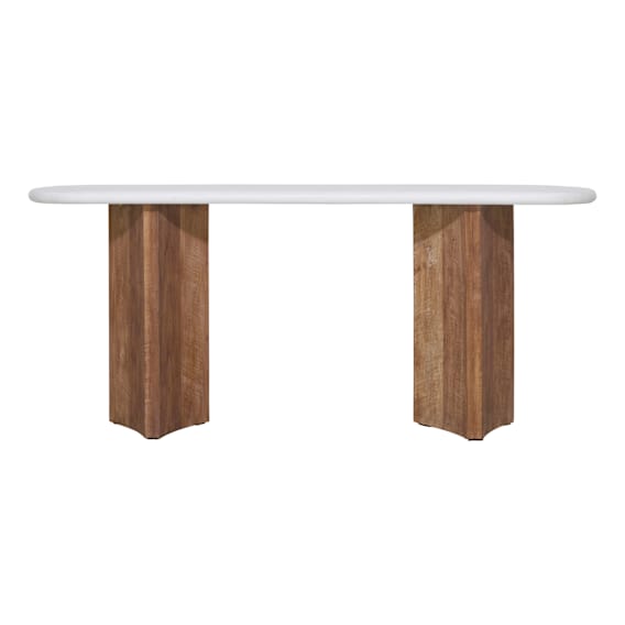 Elio Console 180cm in Rendered Concrete White / Reclaimed Teak