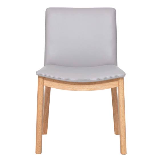 Everest Dining Chair in Leather Pewter / Clear